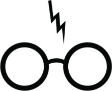 A Stylish Black and White Icon of a Glasses with a Lightning Bolt