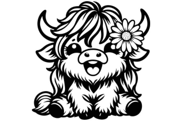 Adorable Cartoon Cow with a Flower