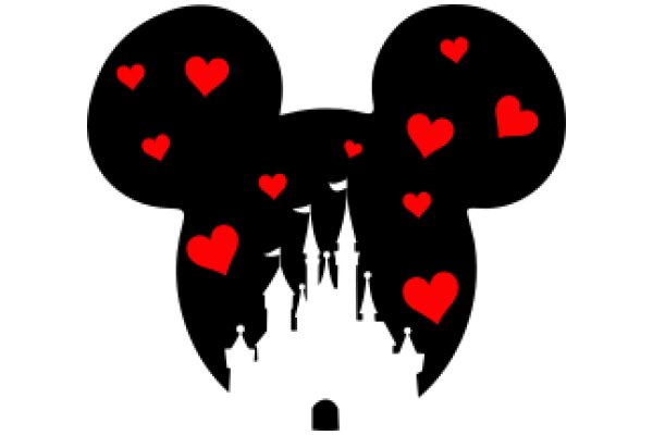 Silhouette of Mickey Mouse with Heart-Shaped Ears