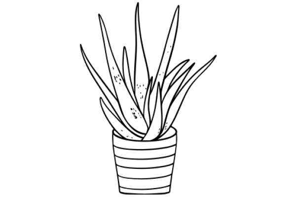 A Line Drawing of a Potted Plant with Long Leaves