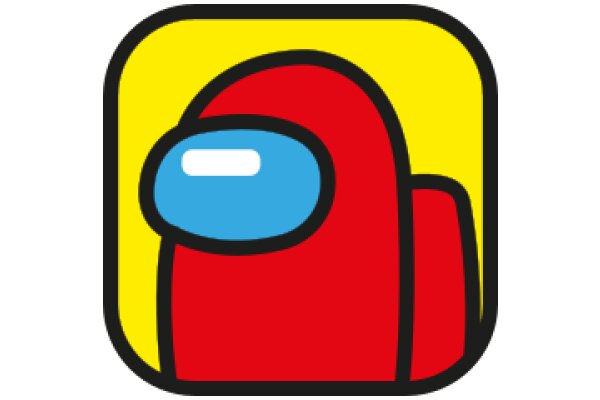 Vividly Stylized Icon of a Red and Blue Character with a Yellow Background