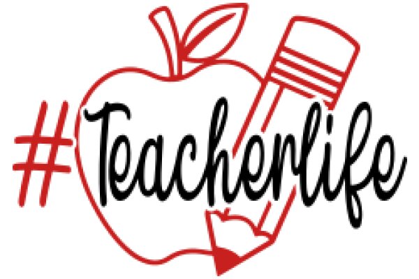 Teacher's Apple with Pencil and Hashtag