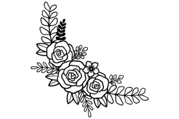 Elegant Floral Line Art