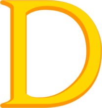 A Simple, Yellow Letter 'D' on a White Background