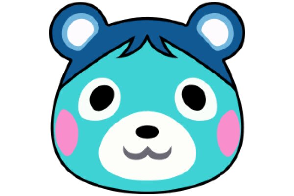 Cute Blue Cartoon Character with Pink Ears and Nose