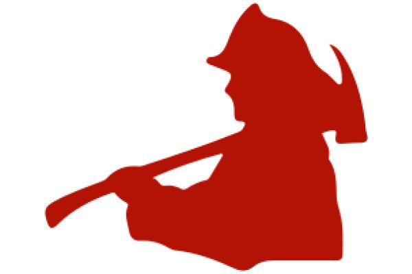 A Red Silhouette of a Firefighter with a Large Axe