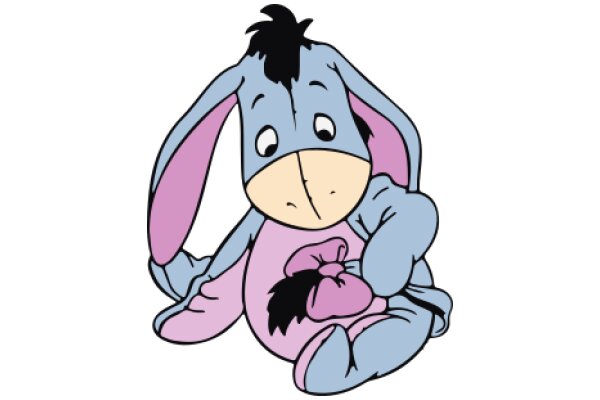 A Cute Cartoon of a Purple Eared Bunny