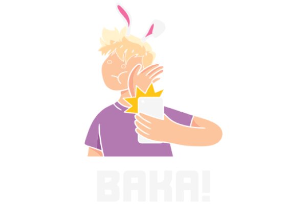 A Playful Illustration of a Person with a Bunny Ear and a Phone