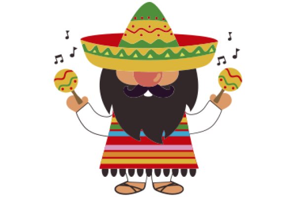 A Musical Mariachi: A Cartoon Character Playing a Mariachi-Style Drum Set