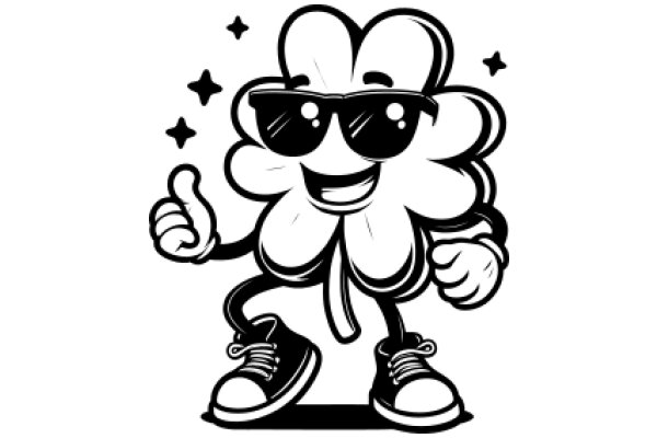 Stylish Sunglasses and a Thumbs-Up: A Cool Cartoon Character