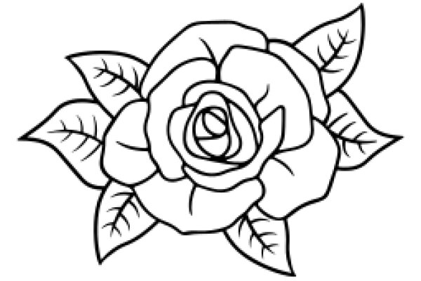 A Simple Line Drawing of a Rose