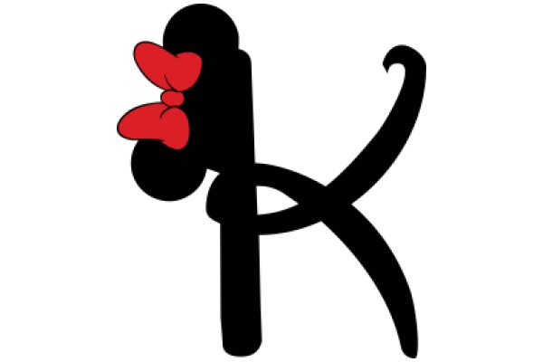 Stylized Black and Red Logo with Red Ears and Tail