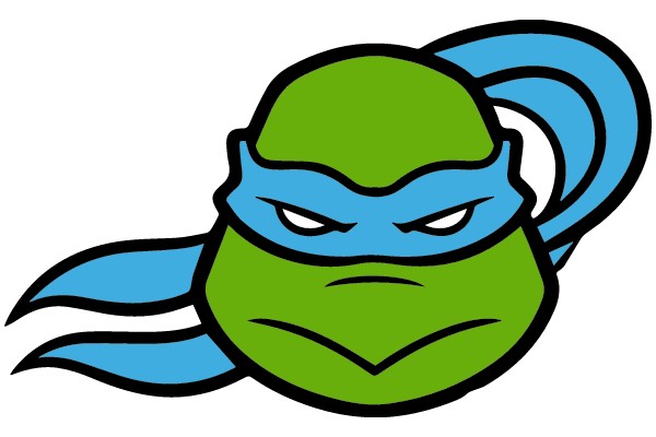 Vibrant Cartoon Character: A Green Ninja with a Blue Cape and Mask