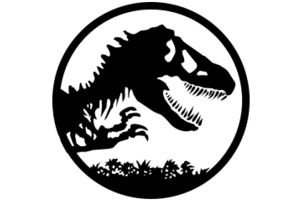 A Silhouette of a T-Rex with a Surrounding Circle