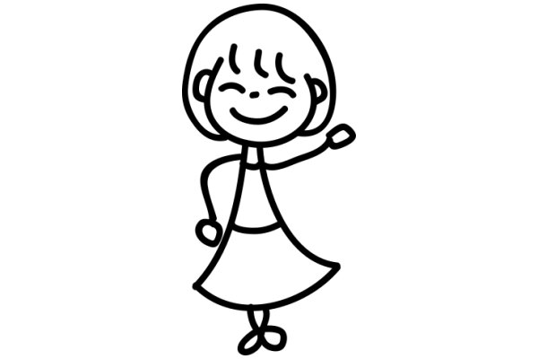 A Simple Line Drawing of a Girl with a Smile