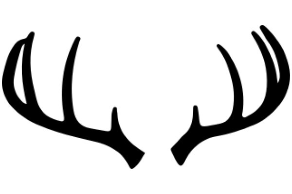 Stylized Black Deer Antlers on a White Background