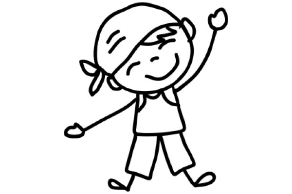 A Simple Line Drawing of a Happy Child