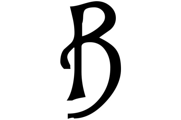 Stylized Black Letter 'B' on a White Background