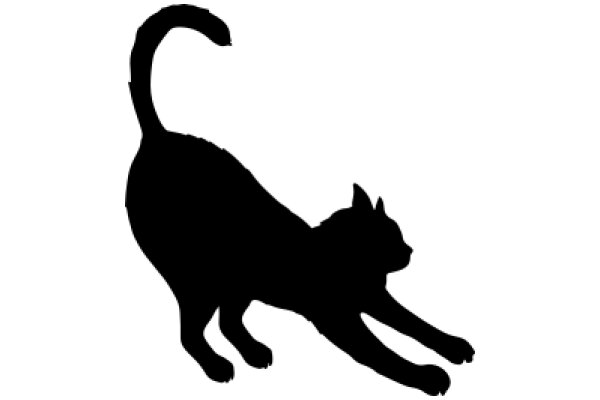 Silhouette of a Cat in a Playful Pose