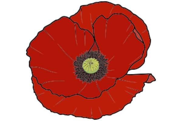 Vivid Red Poppy with a Yellow Center