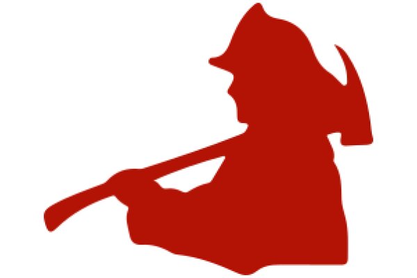 A Red Silhouette of a Firefighter with a Fire Axe