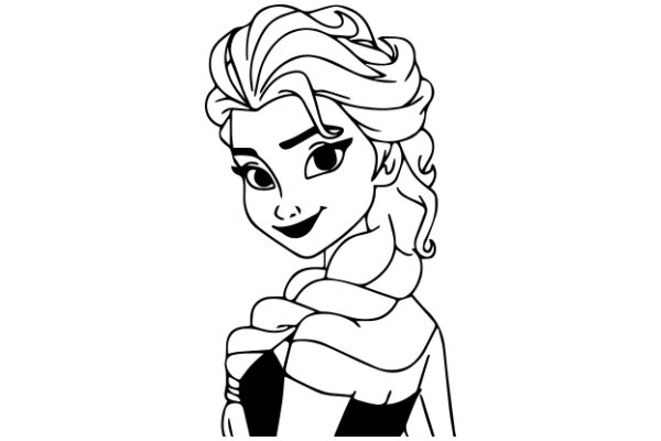 Stylized Portrait of a Female Character with Curly Hair and a Smile