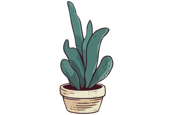 A Whimsical Illustration of a Cactus in a Pot