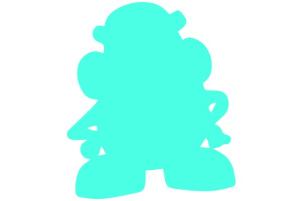 A Vibrant Blue Silhouette of a Character with a Smile