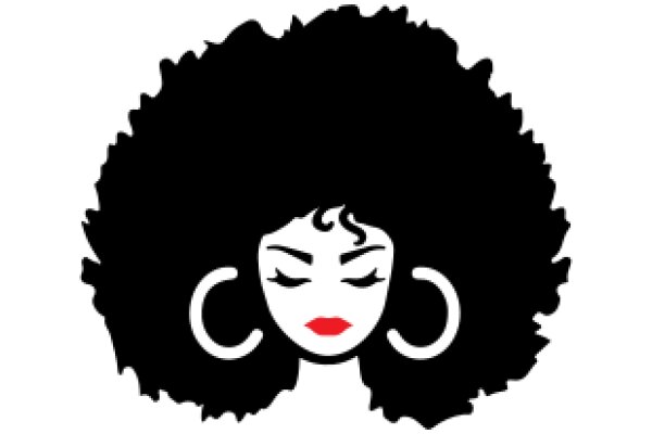 Stylized Portrait of a Woman with Afro Hair and Red Lips