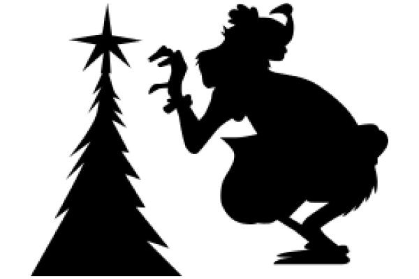 Silhouette of a Silly Creature and a Star: A Playful Scene