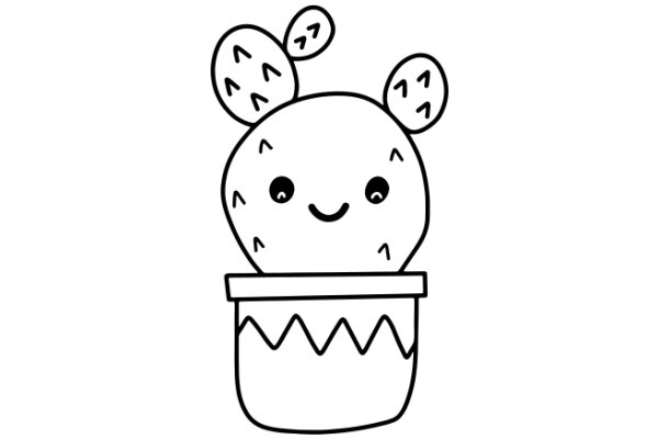 A Whimsical Drawing of a Cactus with a Smiley Face and a Pot