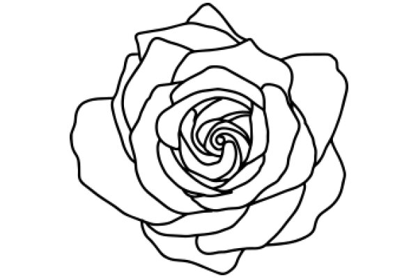 A Simple Line Drawing of a Rose