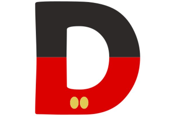 Stylized Letter 'D' with Red and Black Accents