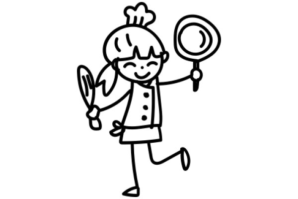 A Whimsical Drawing of a Chef with a Spatula