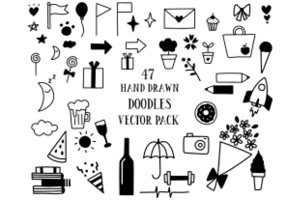 Hand-Drawn Vector Pack: 47 Unique Icons for Greeting Cards, Invitations, and Party Decorations