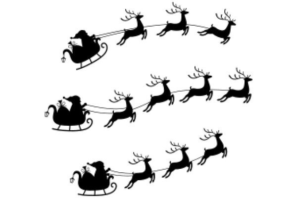 A Festive Christmas Scene: Santa's Sleigh Pulled by Reindeer