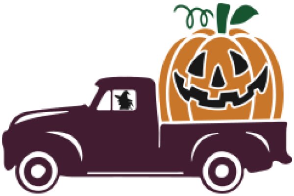 Halloween Delivery: A Spooky Scene with a Truck and a Pumpkin