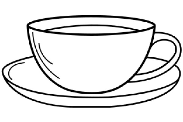 A Simple Line Drawing of a Coffee Cup and Saucer