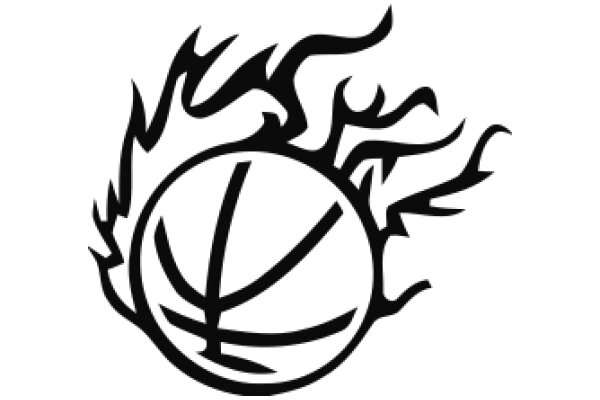 Stylized Basketball Logo with Flames