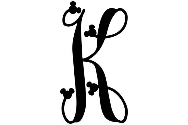 Stylized Black Letter K with Mickey Mouse Ears