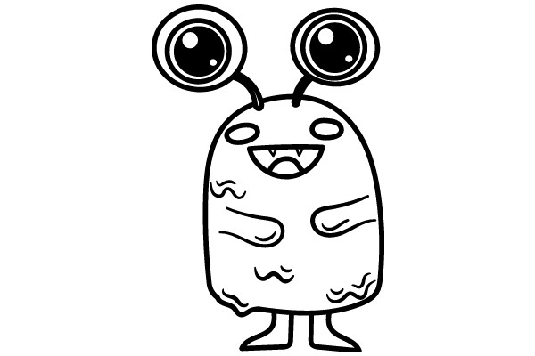 A Whimsical Cartoon of a Monster with Big Eyes and a Smile