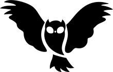 Stylized Black Silhouette of an Owl with a White Stripe