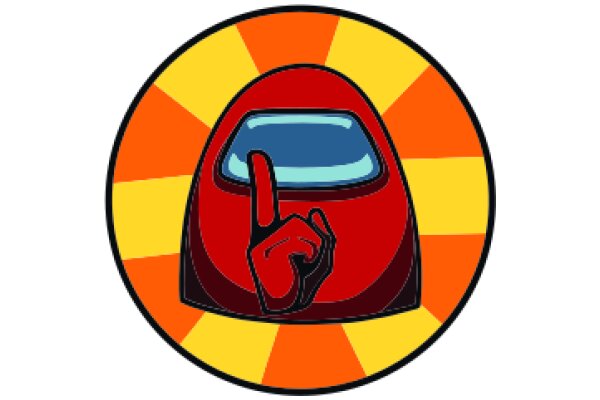 Vivid Circular Icon with a Red Car and a Pointing Upward