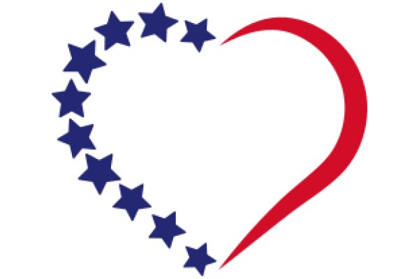 Stylized Heart with Blue Stars and Red Outline