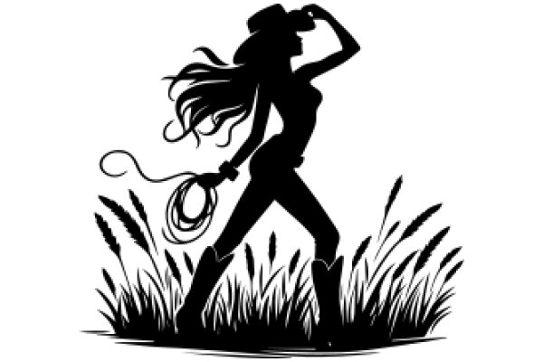 Silhouette of a Cowgirl in a Field of Wheat