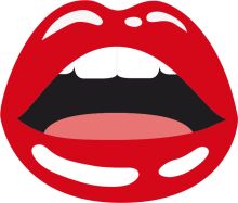 Vivid Red Lip Icon with Open Mouth