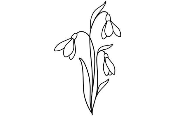 Line Drawing of a Flowering Plant