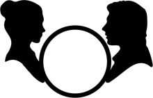 Silhouette of Two People Embracing in a Circle