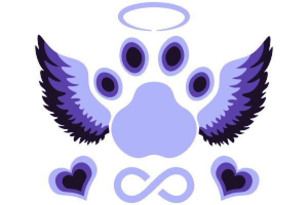 Whimsical Illustration of a Purple Angel with Wings and a Halo