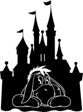 A Silhouette of a Bunny and a Castle